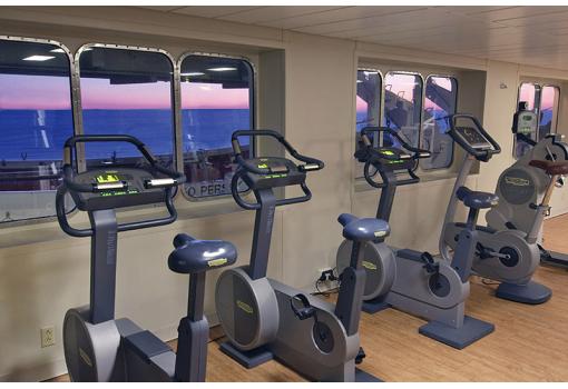 El Gimnasio del buque con espléndidas vistas al mar