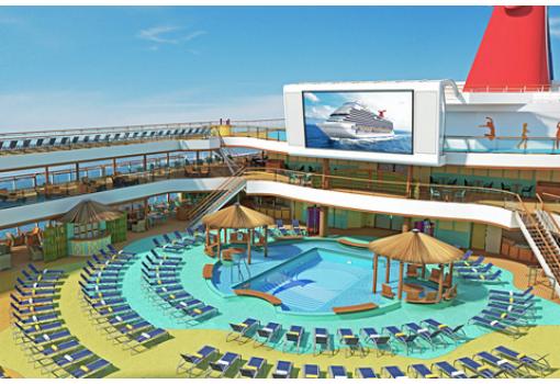 La piscina central tiene también una pantalla Cine gigante