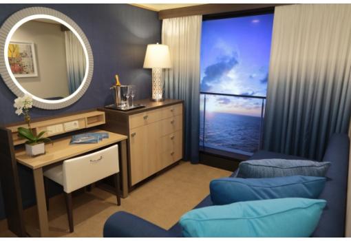Una de las modernas cabinas internas con balcón virtual