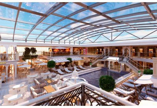 El Lido Deck puede cubrirse en caso de mal tiempo