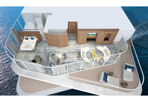 La increíble terraza de la Suite Penthouse,única en el barco