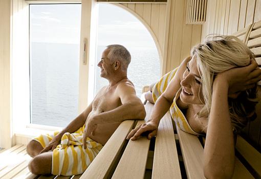 O en la sauna con amigos